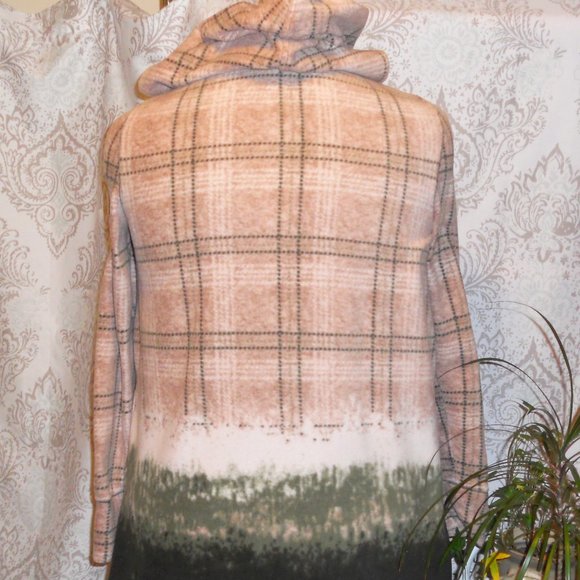 CuddlDuds Fleecewear With Stretch XL Pink/Tan Plaid Hooded Cardigan - Picture 3 of 7